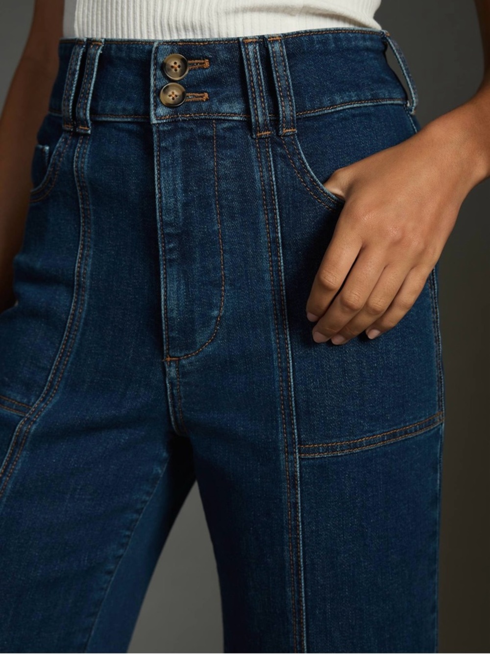 Anthropologie Pilcro | The Skipper Seamed High-Rise Cropped Wide-Leg Jeans ~ 30 - Picture 4 of 15